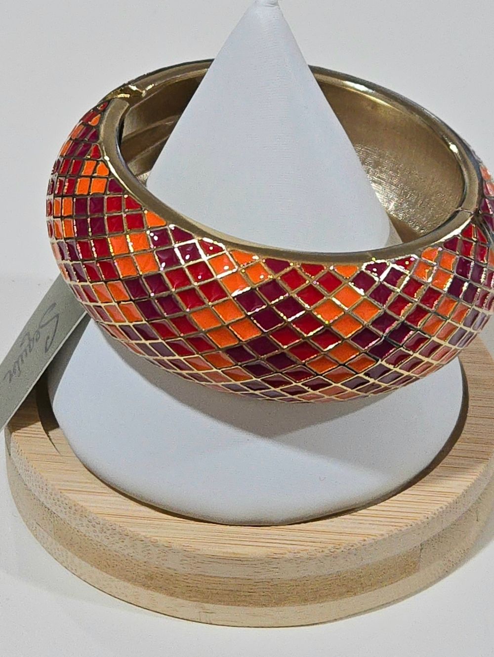 Nordstrom Sequin NYC Harlequin Enamel Bracelet‎ - Orange & Metallic NWT